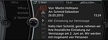 Neue Bluetooth Officefunktionen von BMW ConnectedDrive – E-Mail.